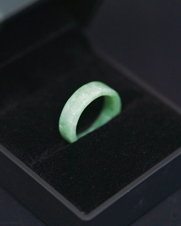 #5 Ring - Green Flat Jade Band Ring